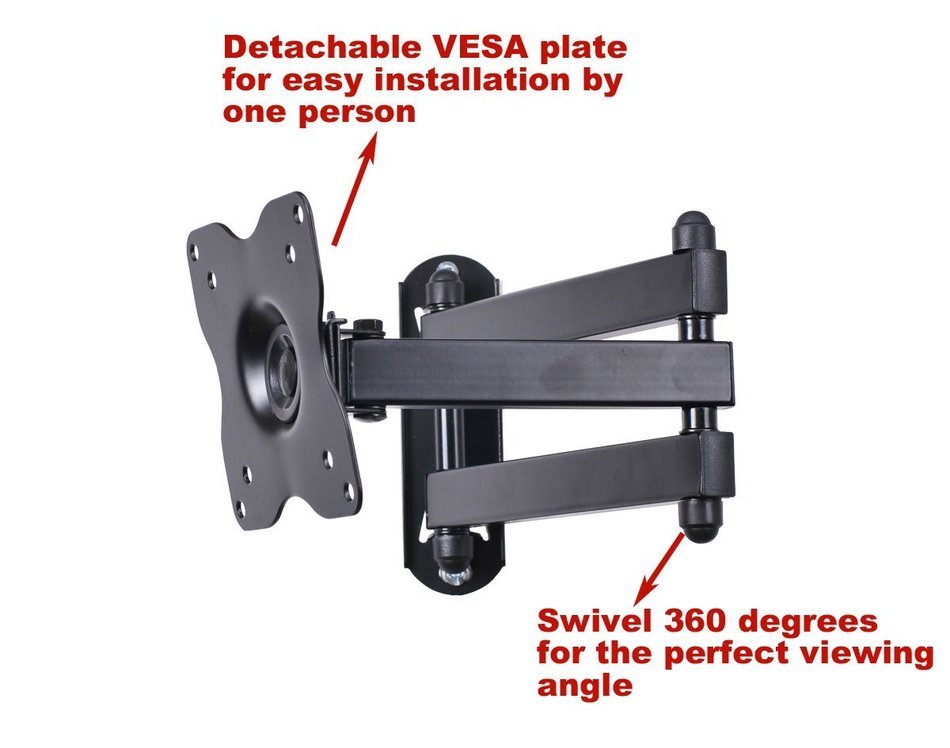 VideoSecu Articulating Arm Wall Mount for 15 to 27-Inch Panel ML12B, Black N4
