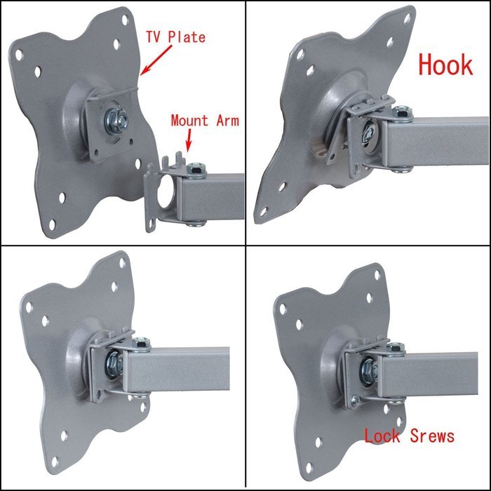 VideoSecu Articulating Arm Wall Mount for 15 to 27-Inch Panel ML12B, Black N11