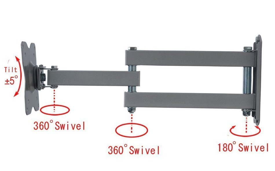 VideoSecu Articulating Arm Wall Mount for 15 to 27-Inch Panel ML12B, Black N12