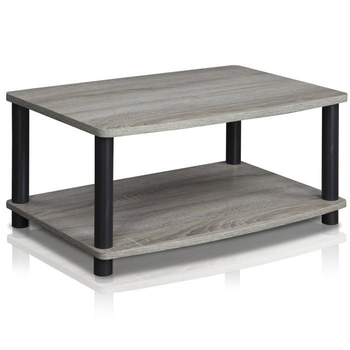 Furinno 13191DBR/BK Turn-N-Tube No Tools 2-Tier Elevated TV Stand, Dark Brown/Black N7