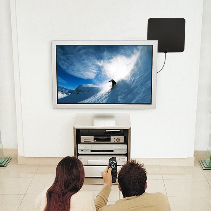 Powilling Amplified Indoor HDTV Antenna 50 Mile Range With Power Supply and 13.2ft Coax Cable N8