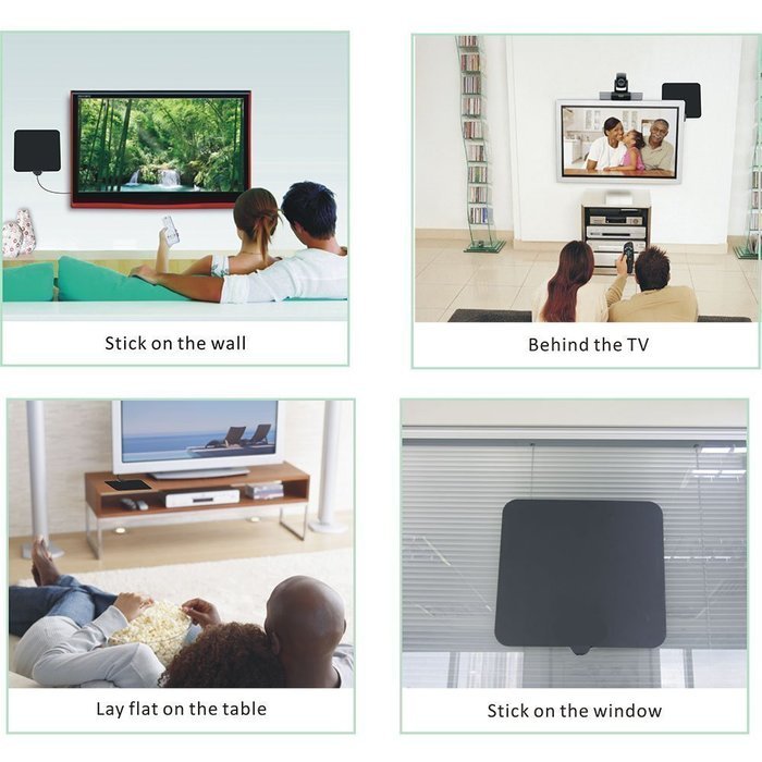 Powilling Amplified Indoor HDTV Antenna 50 Mile Range With Power Supply and 13.2ft Coax Cable N9