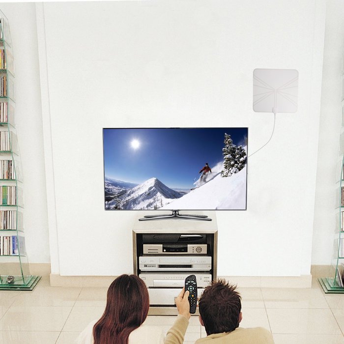 Powilling Amplified Indoor HDTV Antenna 50 Mile Range With Power Supply and 13.2ft Coax Cable N14