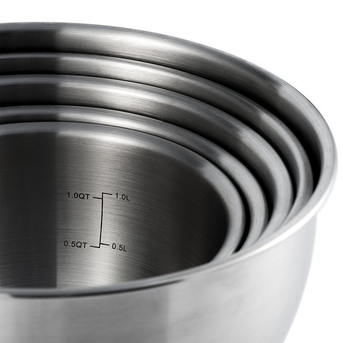 Mixing Bowls Set, X-Chef Professional Stainless Steel Mixing Bowls With Lids, Measurement Lines, Set of 5 Christmas... N3