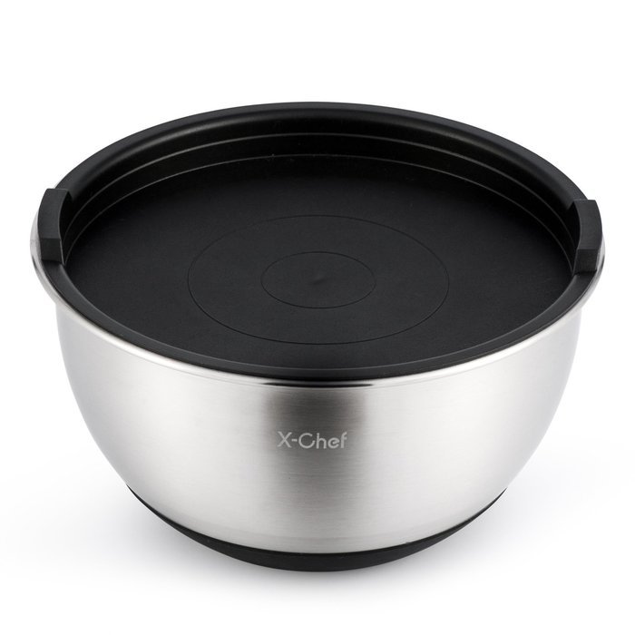 Mixing Bowls Set, X-Chef Professional Stainless Steel Mixing Bowls With Lids, Measurement Lines, Set of 5 Christmas... N5