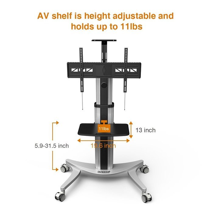 Loctek P2 Mobile TV Floor Cart for LCD LED Plasma Flat Panels Stand with Wheels Mobile fits 32''-70''