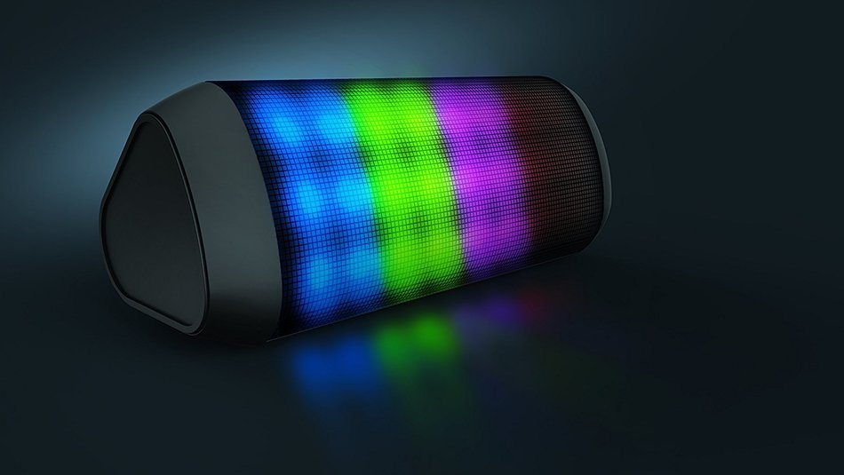 Sharper Image SBT616BK Sound-Responsive Wireless Bluetooth Speaker with LED Lights, Black N3