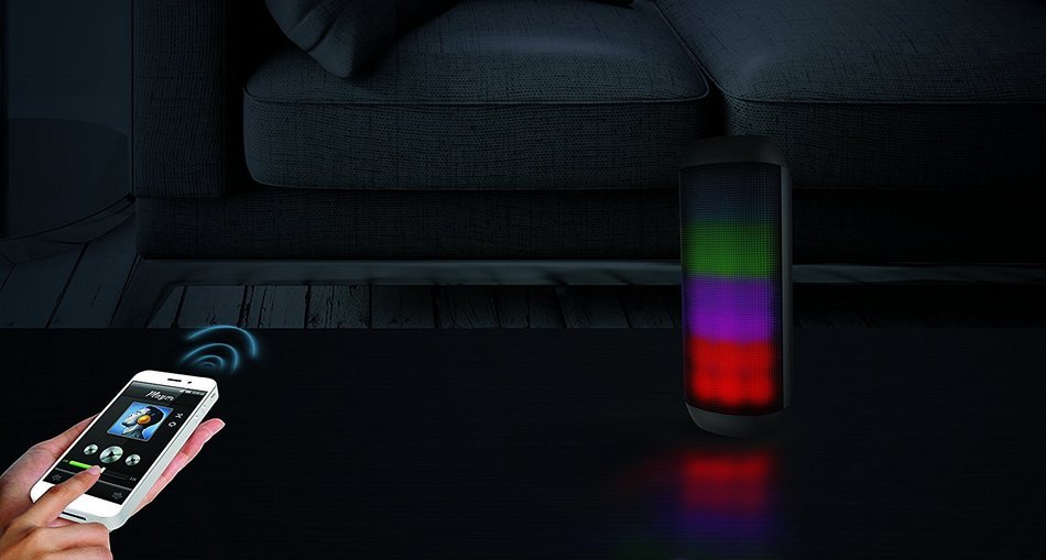 Sharper Image SBT616BK Sound-Responsive Wireless Bluetooth Speaker with LED Lights, Black N4
