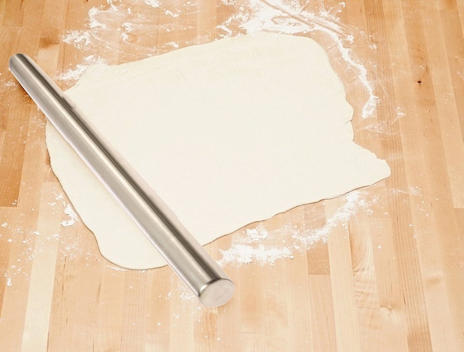 Professional French Rolling Pin for Baking &ndash; Smooth Stainless Steel Metal & Tapered Design Best for Fondant, Pie... N6