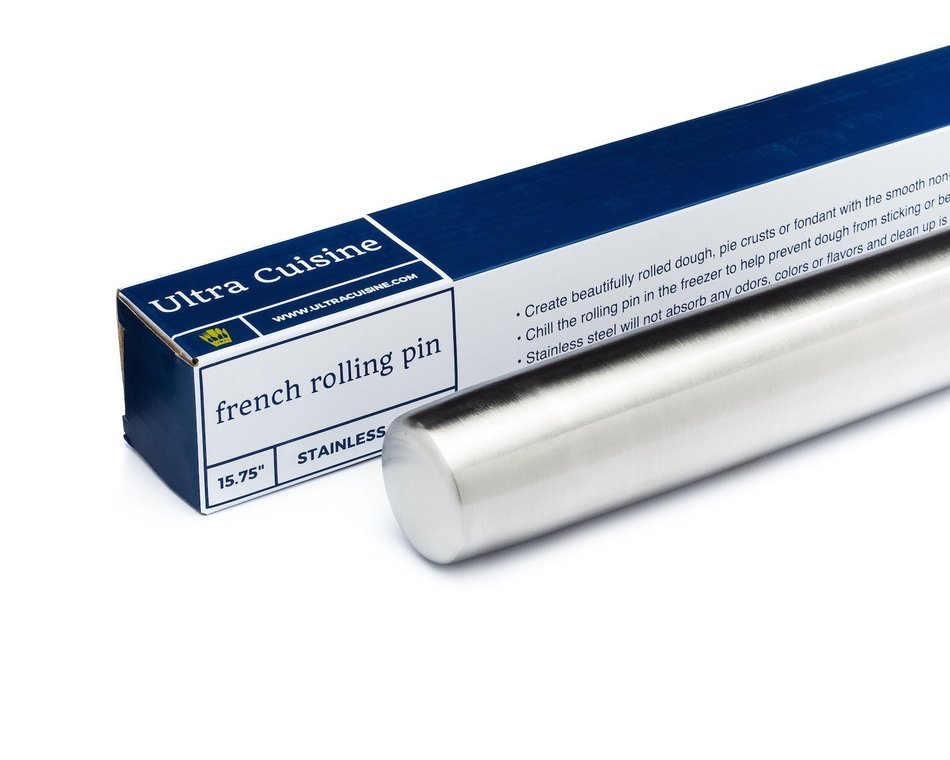 Professional French Rolling Pin for Baking &ndash; Smooth Stainless Steel Metal & Tapered Design Best for Fondant, Pie... N7