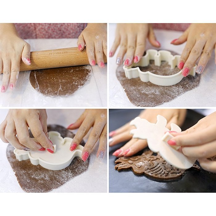 LOHOME Dinosaur Fossil Cookies Cutter / Stampers - Set of 3-pieces PVC Cream Chocolate Decoration Mold DIY Baking... N3