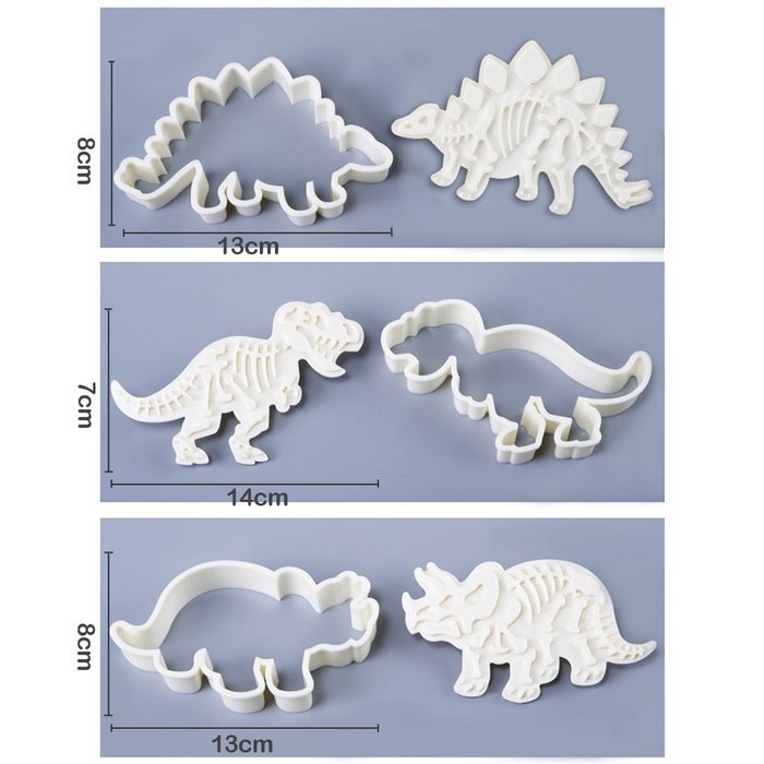 LOHOME Dinosaur Fossil Cookies Cutter / Stampers - Set of 3-pieces PVC Cream Chocolate Decoration Mold DIY Baking... N6