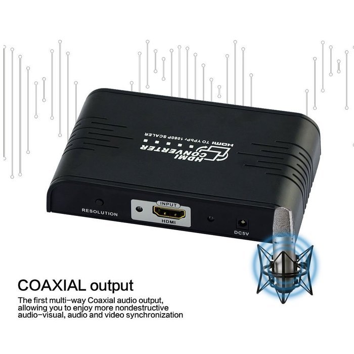 E-More 1080P HDMI To Component of Ypbpr Scaler Converter Supporting Coaxial Audio Output N4