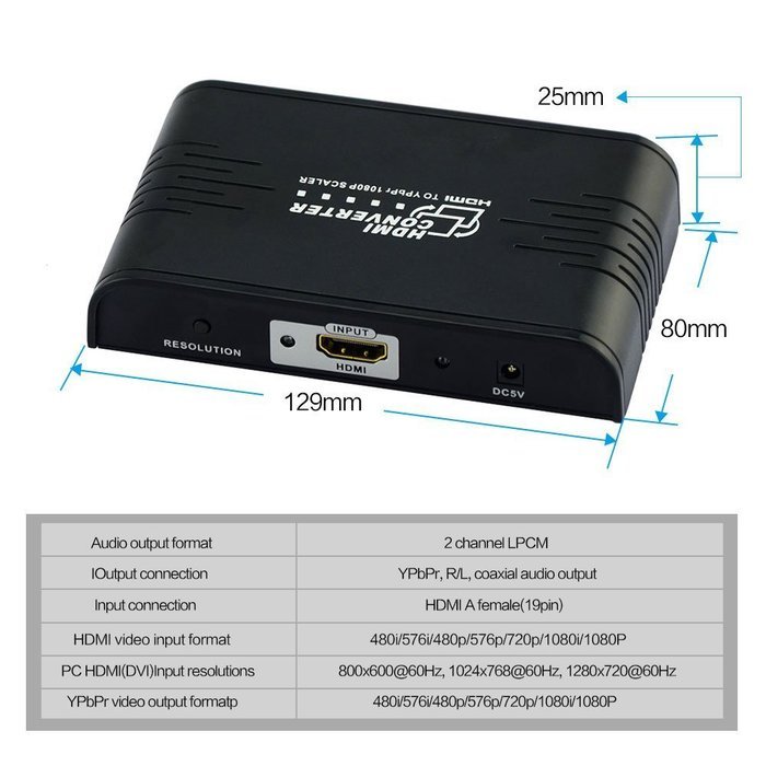 E-More 1080P HDMI To Component of Ypbpr Scaler Converter Supporting Coaxial Audio Output N6