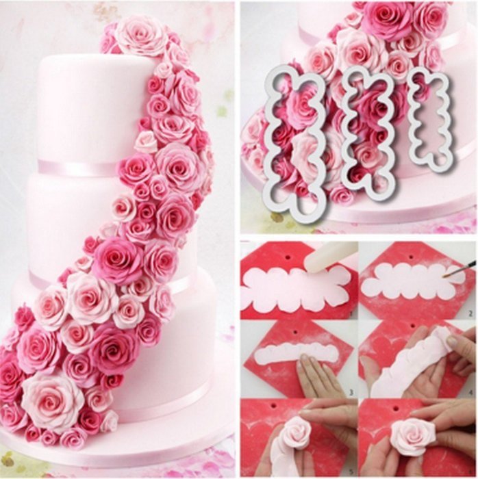 Young Pan Cake Decorating Gumpaste Flowers & The Easiest Rose Ever Small Cutter Set of 3 N2