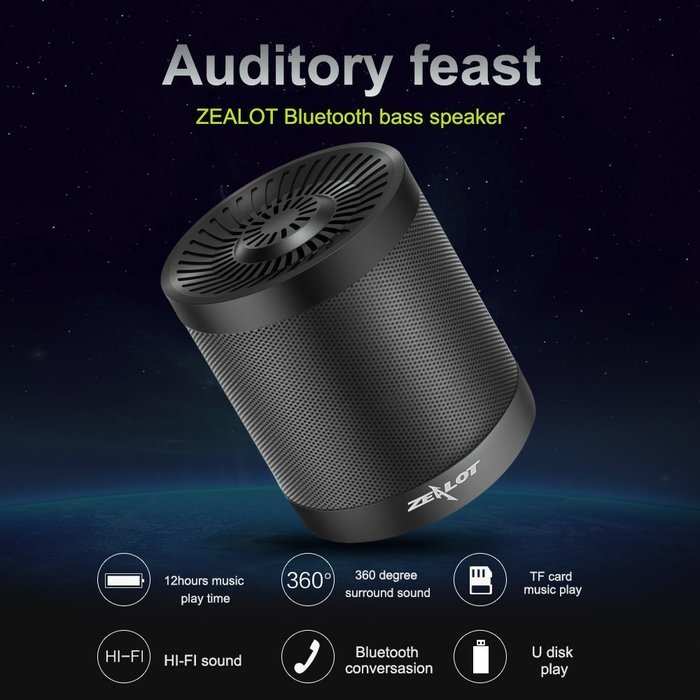 ZEALOT ShockWave S5 Bluetooth 4.0 Portable Long Play Time Wireless Speaker, Powerful Output with Enhanced Bass...
