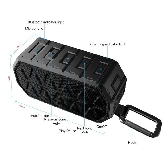 Plater Waterproof X8 Bluetooth Speaker Wireless Portable Stereo Speaker, 6W Dual-Driver, Enhanced Sound and Bass... N19