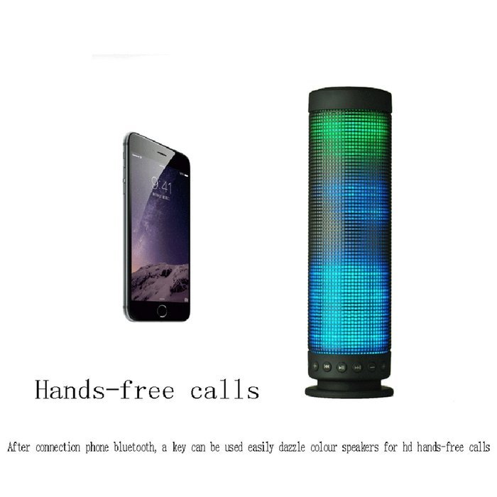 niceEshop(TM) Mini Wireless Portable Bluetooth Audio Speaker with Colorful Led Light (Black) N5