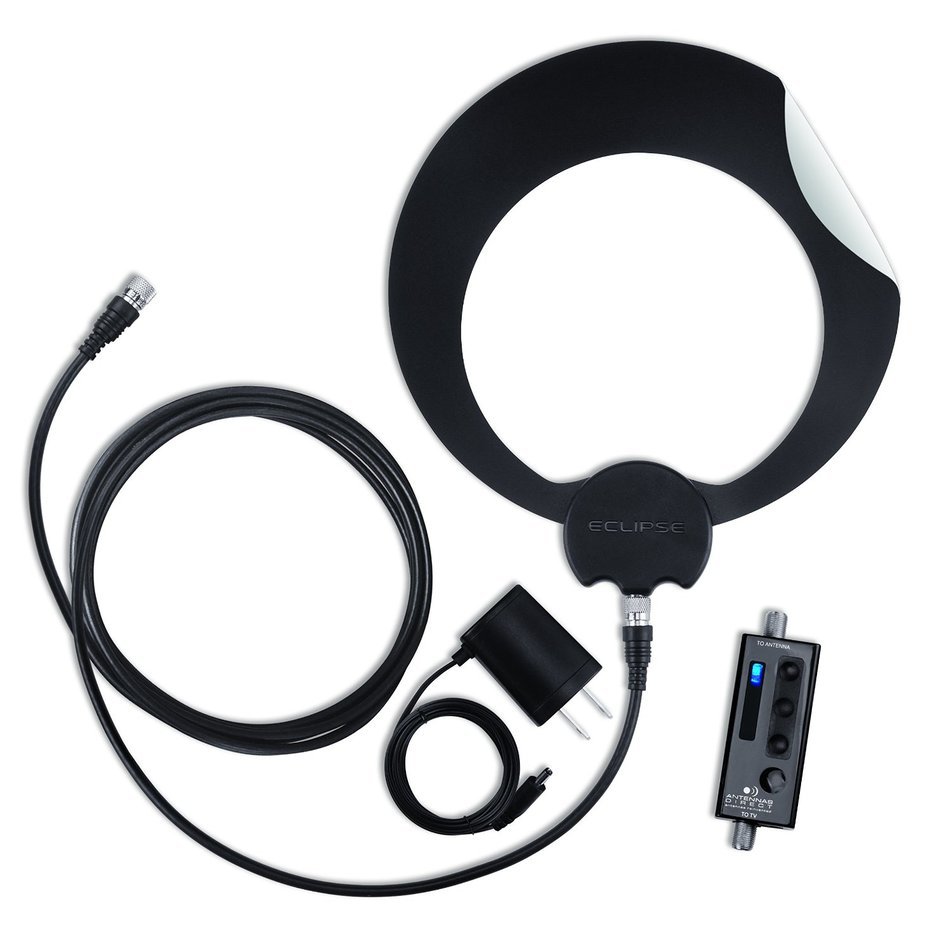 Antennas Direct 50 Mile Range Clearstream Eclipse Amplified Indoor HDTV Antenna, White/Black (ECL-A)