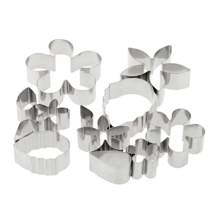 TecGeo(TM) DIY Cookie Biscuit Candy Mould Stainless Steel 12pcs Cake Fondant Cutters Flower Petal Shapes Mold...