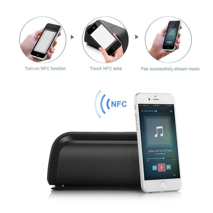Kissemoji Black Rechargeable Bass Stereo Wireless Bluetooth Portable Speaker N5