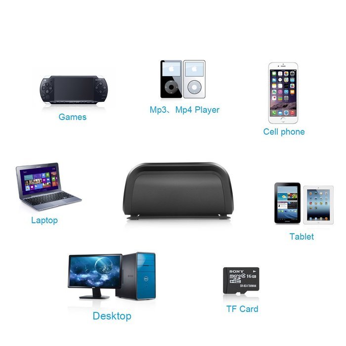 Kissemoji Black Rechargeable Bass Stereo Wireless Bluetooth Portable Speaker N7