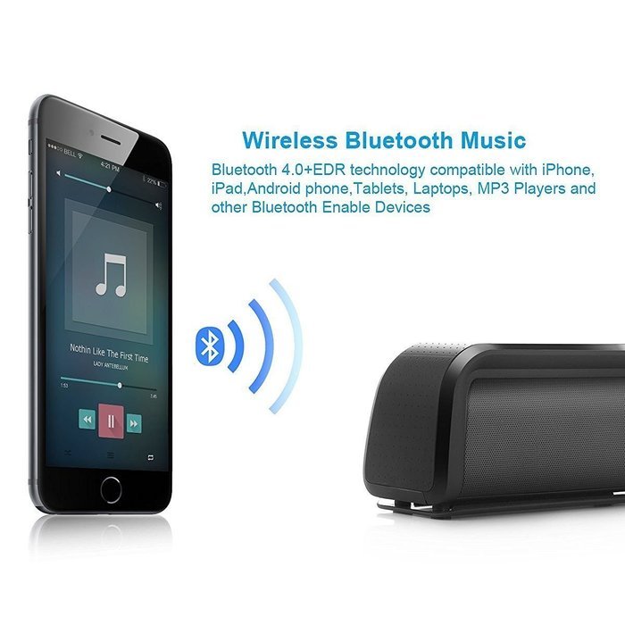 Kissemoji Black Rechargeable Bass Stereo Wireless Bluetooth Portable Speaker N9