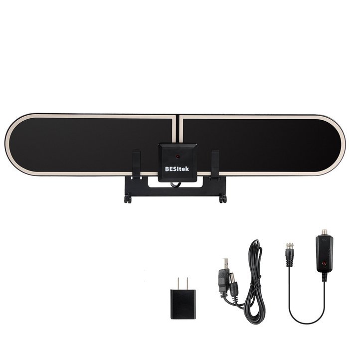Besitek TV antenna Flat HD Digital Indoor Amplified TV Antenna - 50 Miles Range - Detachable Amplifier Signal... N2