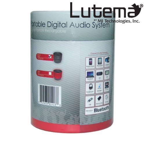 Lutema WaveTube Wireless Bluetooth Portable Digital Speaker w/FM Radio - Red N5