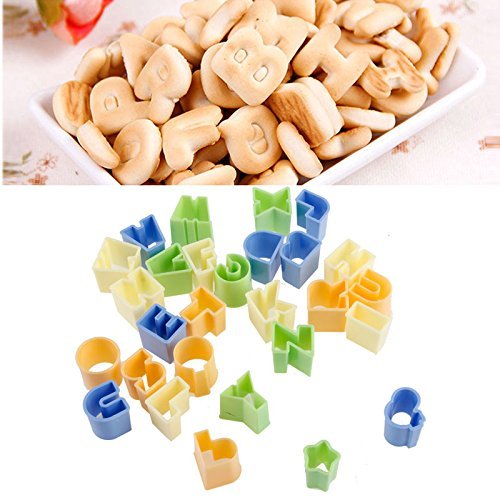 Delight eShop 28 Pcs Plastic Alphabet Letter Biscuit Baking Cake Mould Fondant Cookie Cutters