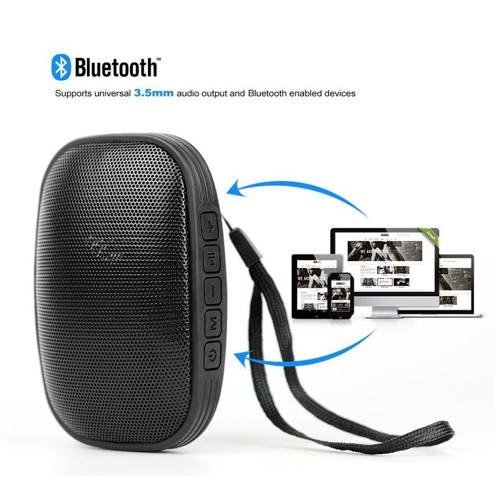 Reacher Mini Waterproof Bluetooth Speaker FM Radio Mp3 Player, Built-In Mic, Micro TF SD Card, USB Input, 3.5... N6
