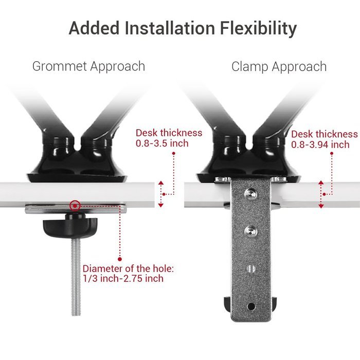 Loctek Gas Spring Dual LCD Arm Desk Monitor Mounts Fits 10"-27" Monitors N4