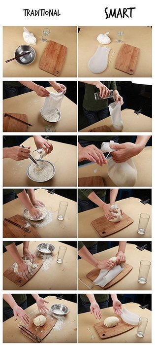 Co Kneading Bag | Nonstick Silicone Dough Kneading Mix Food Bag with Bowl Scraper Bonus, for Bread Pizza Pastry... N10