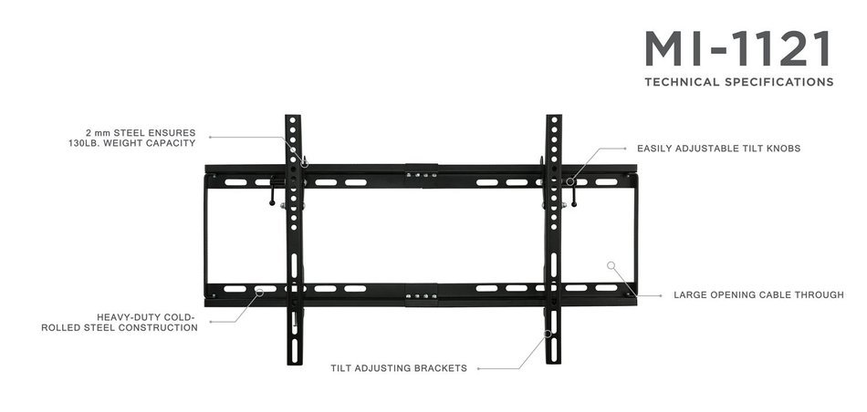Mount-It! TV Wall Mount Bracket Low Profile Tilt Design for 32 to 65 Inch LCD/LED/4K TVs, VESA 600x400 mm (MI-... N4