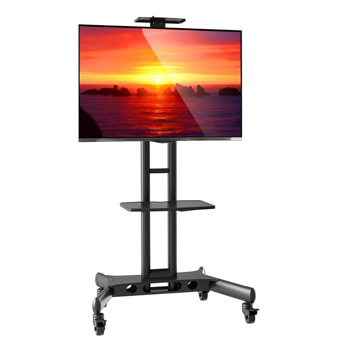 Mount Factory Rolling TV Stand Mobile TV Cart for Flat Screen, LED, LCD, OLED, Plasma, Curved TV's - with Mount...