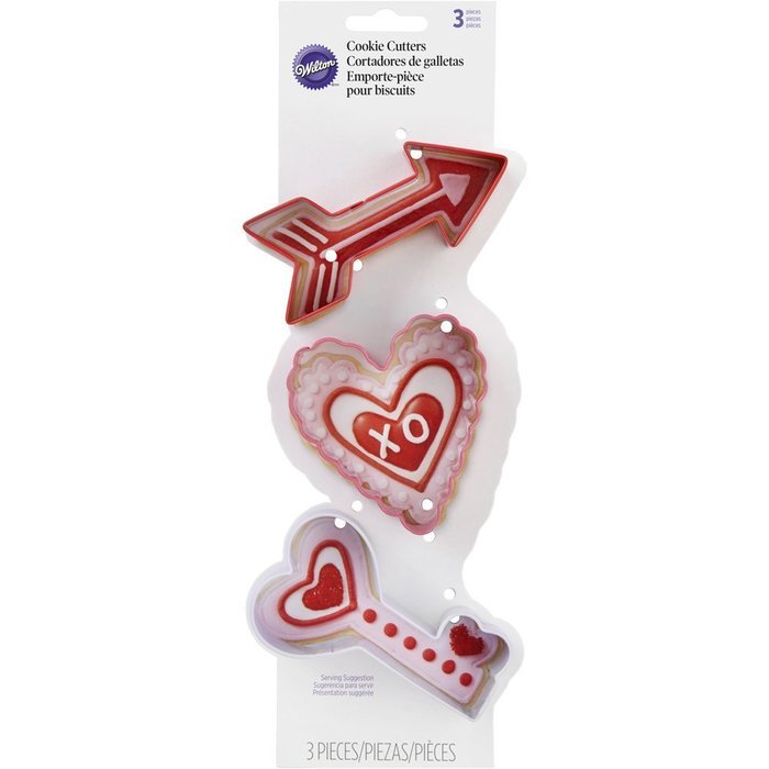Wilton Metal Arrow Heart Key 3 Piece Cookie Cutter Set, Multicolor