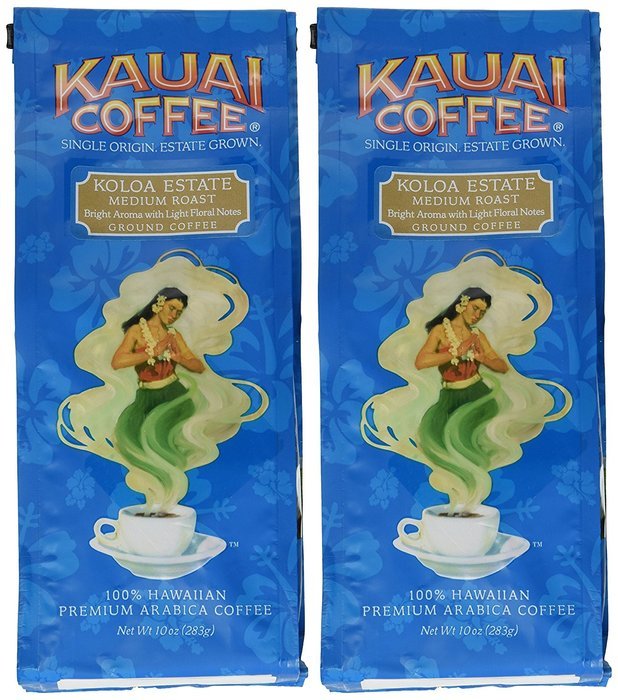 Kauai Coffee, Koloa Estate Medium Roast, Ground Coffee, 10oz Bag (Pack of 2)
