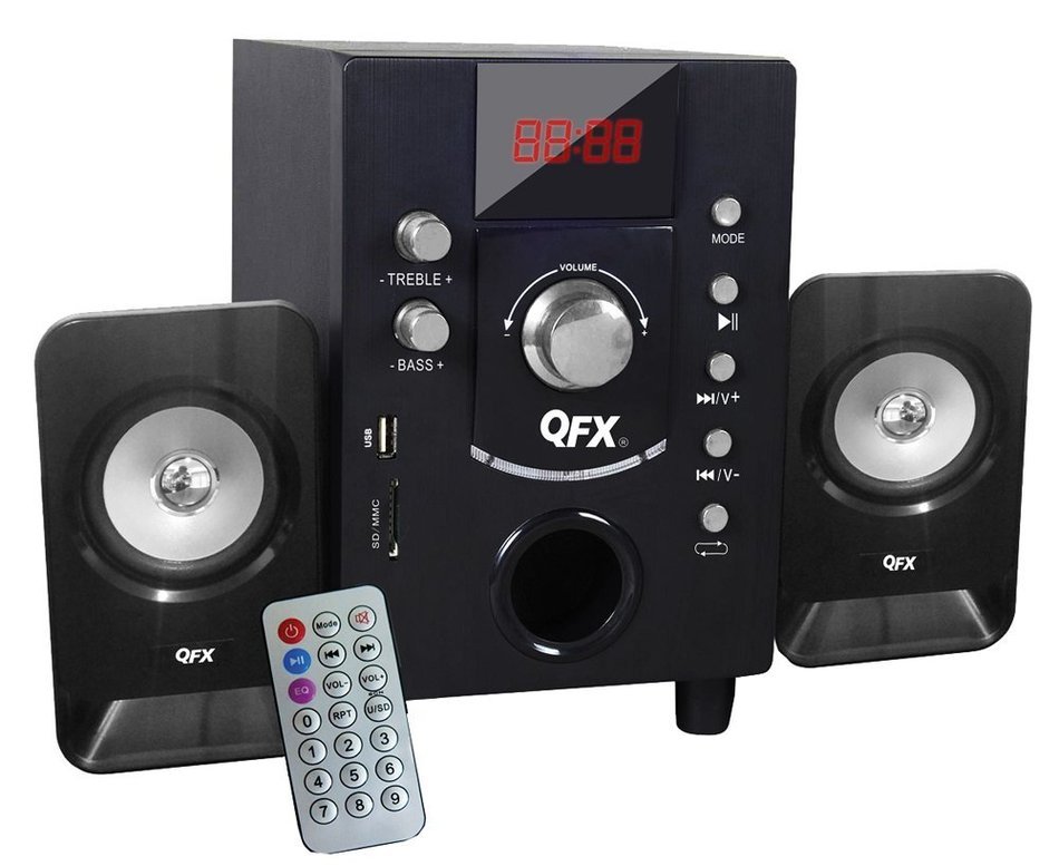 QFX BT202BLK 2.1 Channel NFC Bluetooth Speaker, Black