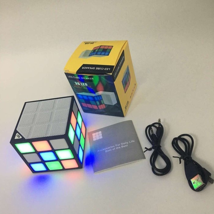 OVTECH Mini Wireless Bluetooth Speaker with Colorful LED Flash lights Cube 3D Surround Sound Box Outdoors Subwoofer... N8