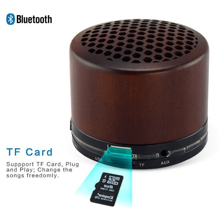 Deli Wood Wireless Mini Bluetooth Speaker - Portable 3D Stereo Music Sound Speaker with Super Bass Hifi Stereo... N3