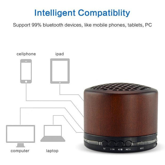 Deli Wood Wireless Mini Bluetooth Speaker - Portable 3D Stereo Music Sound Speaker with Super Bass Hifi Stereo... N5