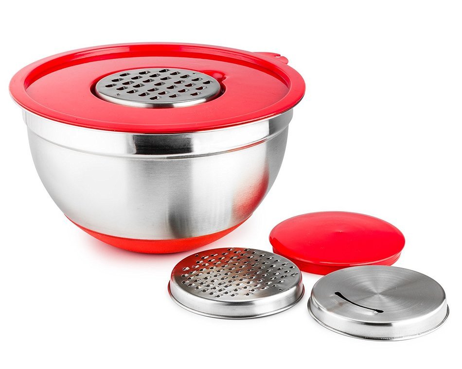 Chef's Star 17 Piece Stainless Steel Mixing Bowl Set with Anti-Slip Silicone Base - Includes 3 Stainless Steel... N4