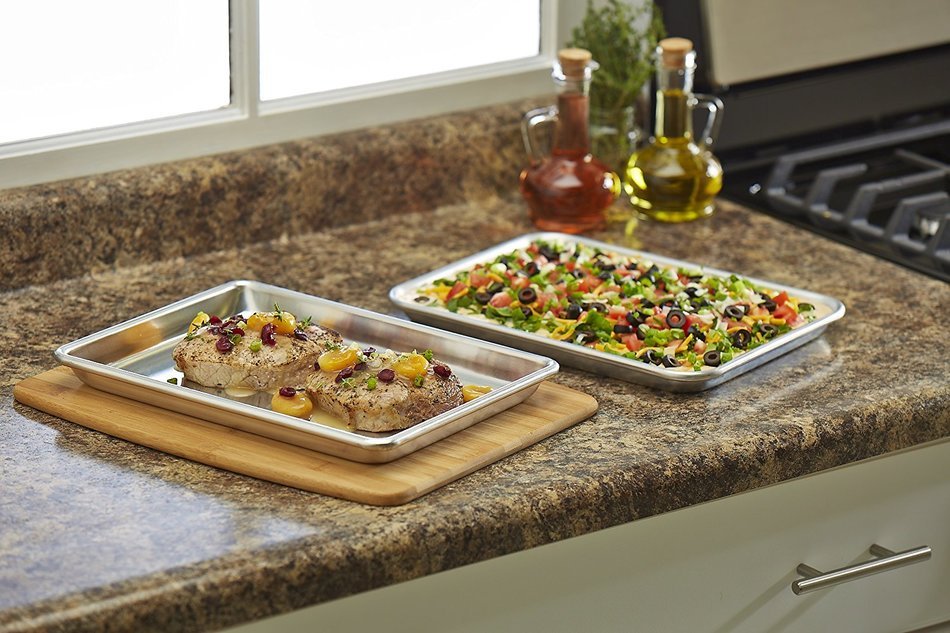 Artisan Professional Classic Aluminum Baking Sheet Pan Set with Quarter, Half, and 2/3-Size Sheets N12