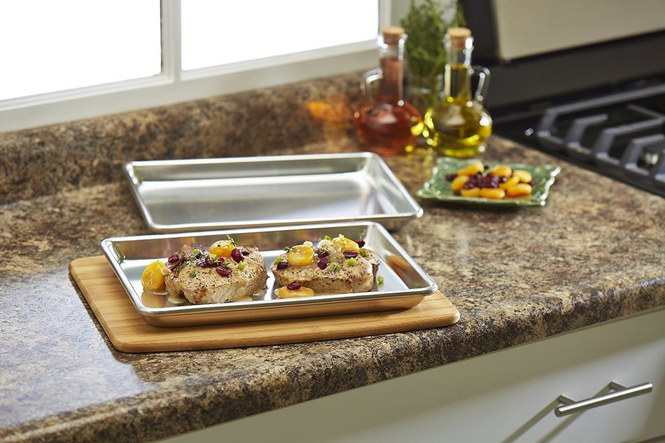Artisan Professional Classic Aluminum Baking Sheet Pan Set with Quarter, Half, and 2/3-Size Sheets N14