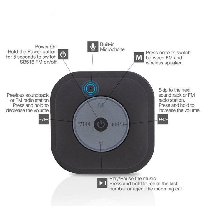 Rubility Waterproof Mini Bluetooth Speaker, Wireless Shower Speaker Handsfree Portable Speakerphone Built-in Mic... N12