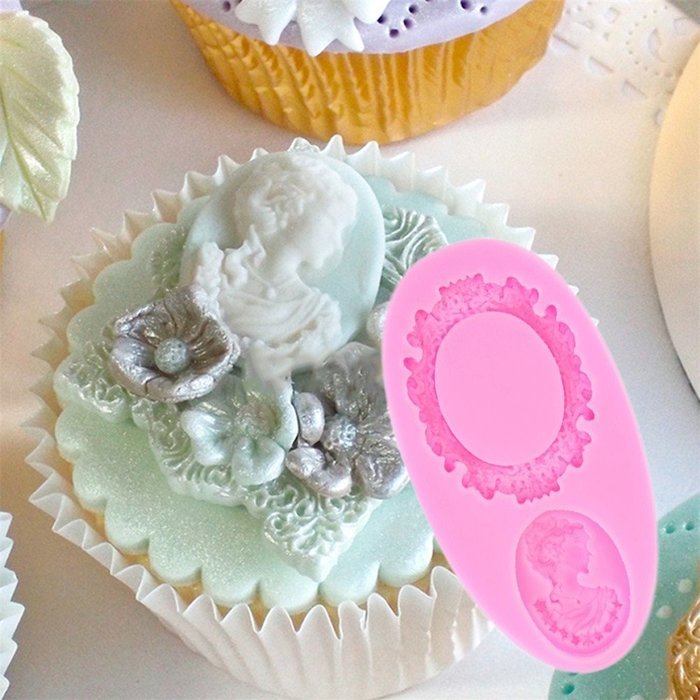 Silicone Woman Cameo Sugarcraft Fondant Mould Fancy Figure Cake Molds For DIy Cake Decorating Random Color N2