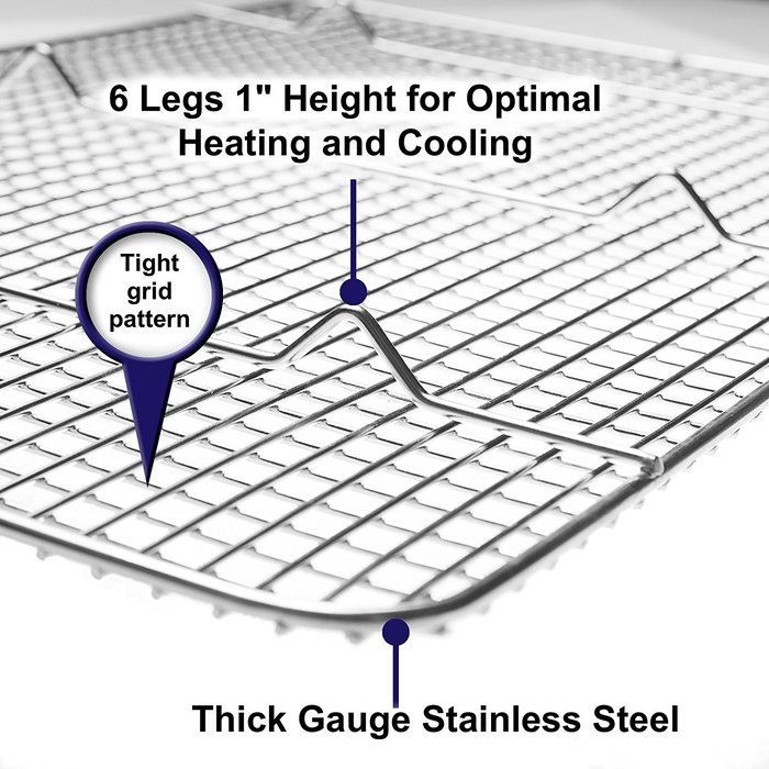 Kitchenatics Commercial Grade 10"x15" Stainless Steel Cooling and Roasting Rack Heavy Duty Thick-Wire Grid Fits... N4