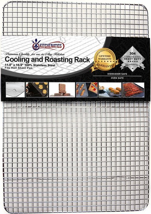 Kitchenatics Commercial Grade 10"x15" Stainless Steel Cooling and Roasting Rack Heavy Duty Thick-Wire Grid Fits... N8