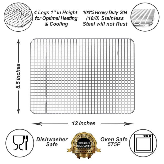 Kitchenatics Commercial Grade 10"x15" Stainless Steel Cooling and Roasting Rack Heavy Duty Thick-Wire Grid Fits... N13