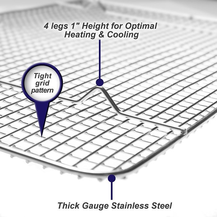 Kitchenatics Commercial Grade 10"x15" Stainless Steel Cooling and Roasting Rack Heavy Duty Thick-Wire Grid Fits... N15